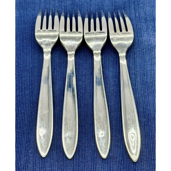 Cambridge Silver Stainless Salad Fork 7 1/8 inch Lot of 4 CBS46 Satin Handle - Picture 4 of 5
